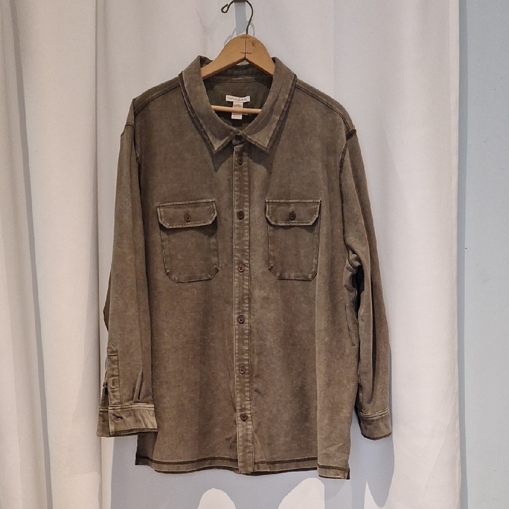 Carbon 2 Cobalt Men's Light Olive Green Casual Shirt Jacket Size XXL